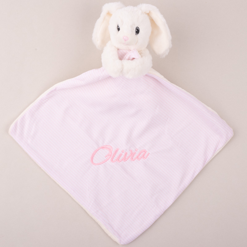 Pink Gingham Baby Robe & Bunny Comforter Gift Box