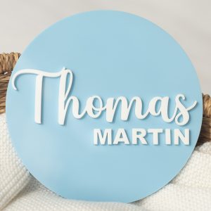 Acrylic Blue Baby Name Plaque gift for boys.