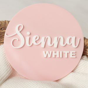 Acrylic Pink Baby Name Plaque gift for girls.