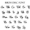 Examples of each letter of the alphabet in the font used for the announcement discs.