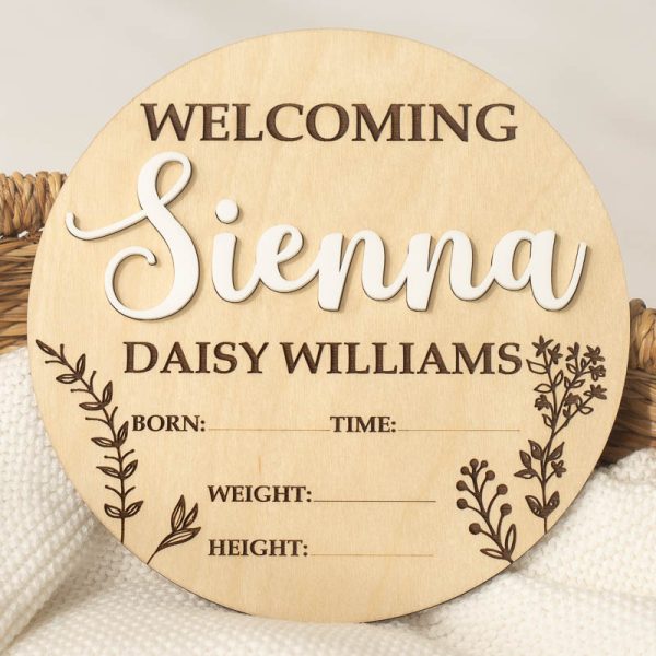 Creative 3D Birth Announcement Disc customised with girls name Sienna.