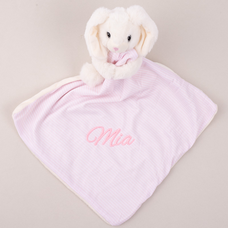 Personalised White Hooded Poncho & Bunny Baby Gift Box