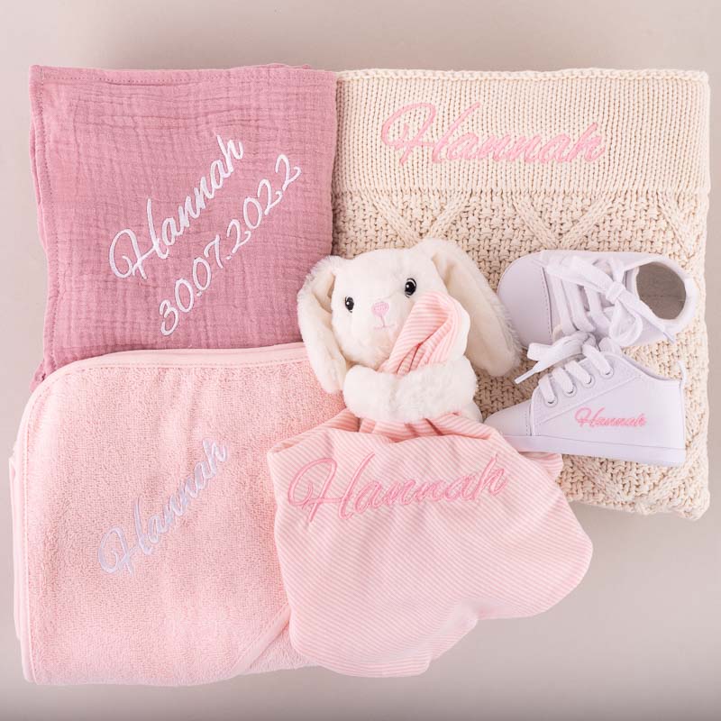 5Piece Diamond Personalised Baby Girl Hamper