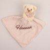 Personalised Bear Baby Comforter newborn gift embroidered with Hannah.