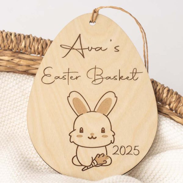 Personalised Easter Basket Disc engraved with the name Ava & 2025.