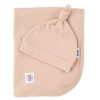 Beige Beanie and Personalised Swaddle Baby Gift Set.