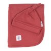 Burgundy Beanie and Personalised Swaddle Baby Gift Set.