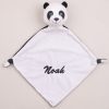 A panda baby comforter embroidered with the boy's name Noah.