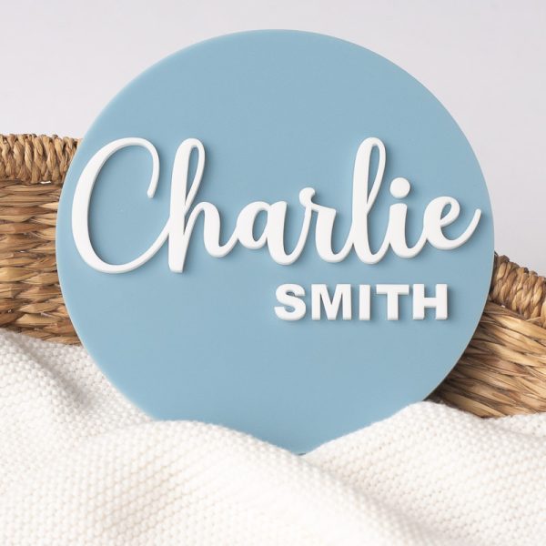 Acrylic Sky Blue Baby Name Plaque.