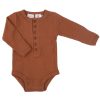 Ribbed Organic Brown Long-Sleeve Romper unisex gift.