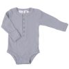 Blue ribbed organic cotton long sleeve baby romper for boys.