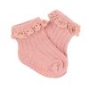 Pink Frilled Cuff Ribbed Baby Socks for girls.